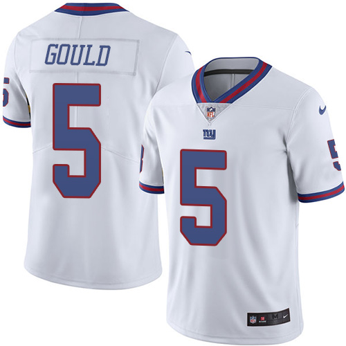 Men's Limited Robbie Gould Nike Jersey White - #5 Rush NFL New York Giants